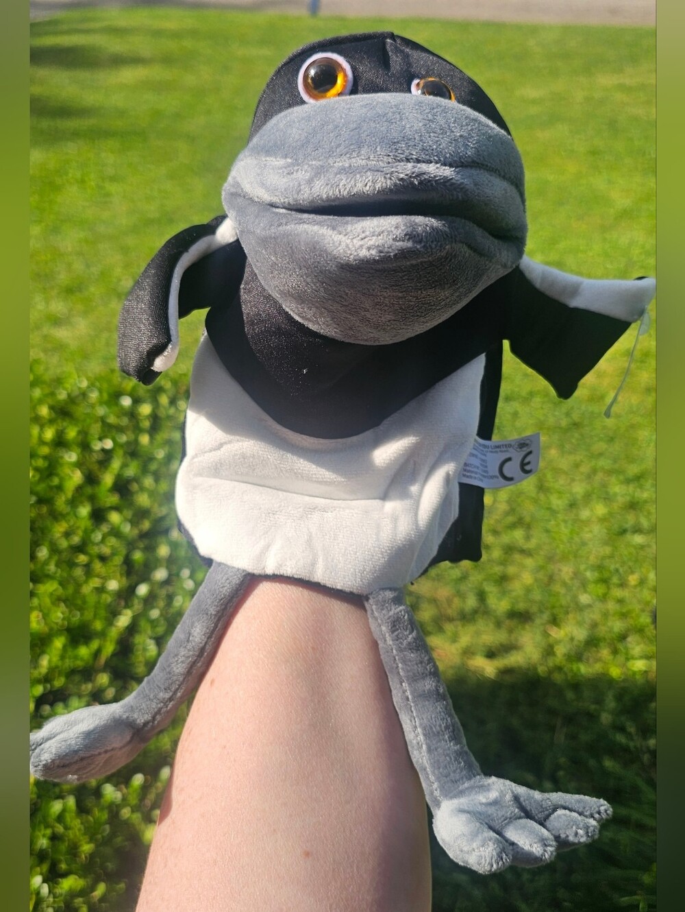 STEVE and MAGGIE Hand Puppet - Black & Gray Plush Puppet